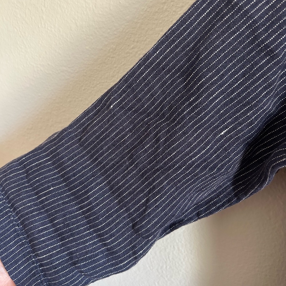 Pyne & Smith Striped Navy Button-Front Midi Dress - Picture 4 of 6